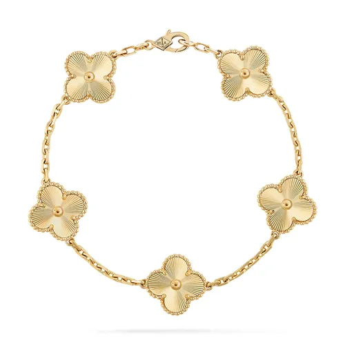 Trang sức Vòng đeo tay Vàng 18k - Vòng Đeo Tay Nữ Van Cleef & Arpels Vintage Alhambra Bracelet, 5 Motifs VCARP3JK00 Màu Vàng - Vua Hàng Hiệu