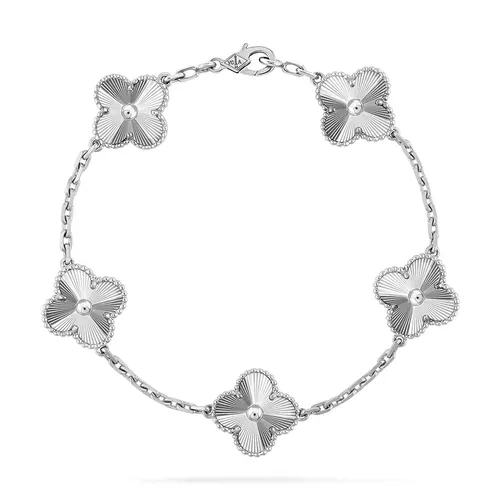 Trang sức Van Cleef & Arpels Vòng đeo tay - Vòng Đeo Tay Nữ Van Cleef & Arpels Vintage Alhambra Bracelet, 5 Motifs VCARP9XE00 Màu Bạc - Vua Hàng Hiệu