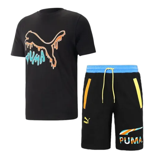 Thời trang Puma - Bộ Quần Áo Nam Puma Graphic Melted 622554-01/535013-01 Màu Đen Size S (Form Á) - Vua Hàng Hiệu