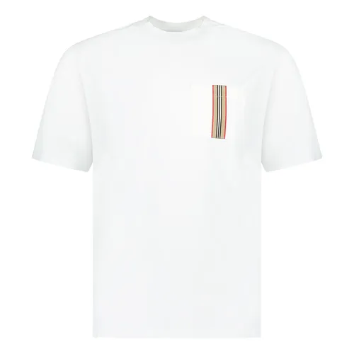 Thời trang - Áo Phông Burberry Ellison Stripe Pocket White Tshirt Màu Trắng Size XS - Vua Hàng Hiệu