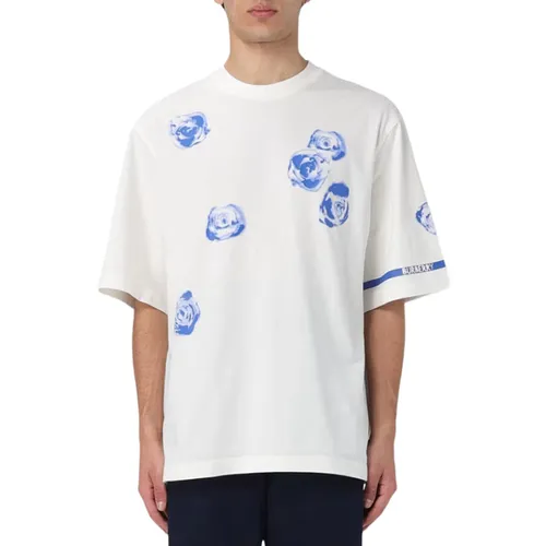 Burberry Áo phông Cotton - Áo Phông Nam Burberry Rose Print In White 8081394 Tshirt Màu Trắng Size M - Vua Hàng Hiệu