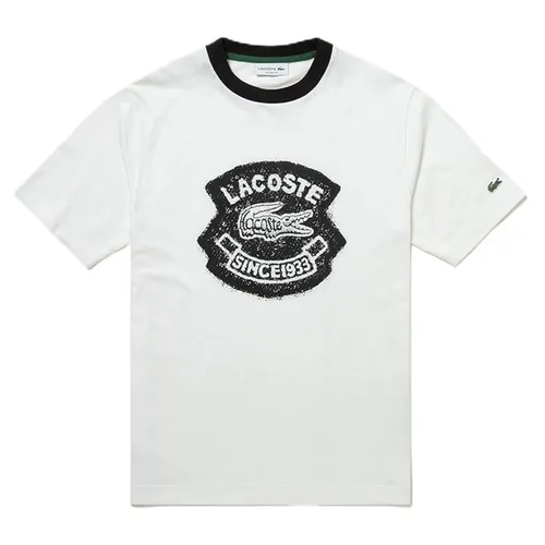 Thời trang - Áo Phông Nam Lacoste Men's Casual Vintage Print Ringer Tshirt TH9388-99-70V Màu Trắng Size 4 - Vua Hàng Hiệu