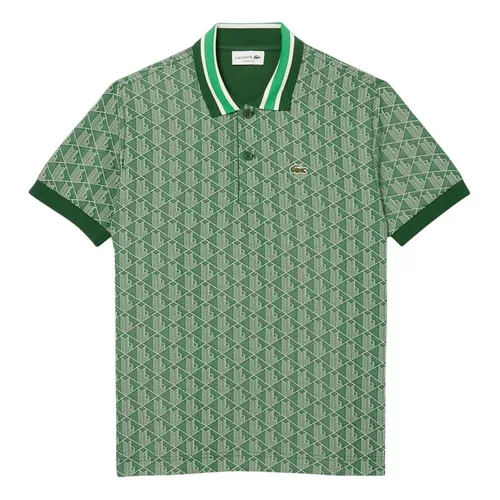 Thời trang - Áo Polo Nam Lacoste Classic With Contrast Collar And Monogram Jacquard DH1417 HEI Màu Xanh Lá Size 4 - Vua Hàng Hiệu