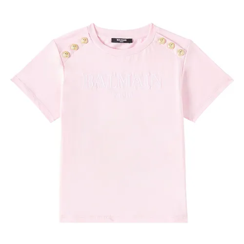 Áo Thun Nữ Balmain Kids Logo Cotton Jersey T-Shirts BW8A21 Z0116 Màu Hồng Size 12Y - Thời trang - Vua Hàng Hiệu
