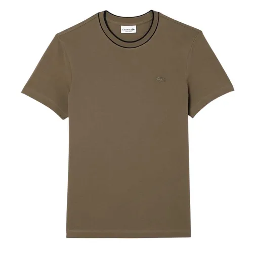 Thời trang - Áo Thun Nam Lacoste Lined Rib Neck Pique Tshirt TH1004 316 Màu Nâu Size 3 - Vua Hàng Hiệu