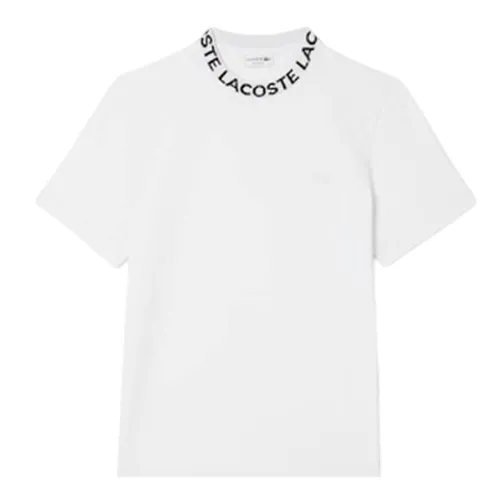Áo Thun Nam Lacoste Men's Straight-Leg Tshirt Stretch Fabric Jacquard Collar TH9582-001 Màu Trắng Size 3