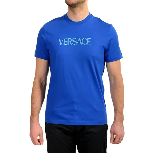 Thời trang - Áo Thun Nam Versace With Logo Print In Blue 1011860 1A10523 2UR60 Màu Xanh Blue Size S - Vua Hàng Hiệu