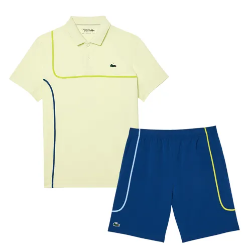 Bộ Quần Áo Cộc Tay Nam Lacoste Men's Tennis DH7362 PSN / GH7460 HBM Màu Vàng/Xanh