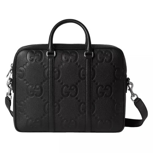 Túi xách Gucci Nam - Cặp Xách Tay Nam Gucci Black Jumbo GG Leather Briefcase Màu Đen - Vua Hàng Hiệu