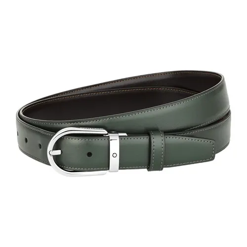 Thắt lưng Montblanc Nam - Dây Lưng Nam Montblanc Horseshoe Buckle Brown Green Reversible Màu Xanh - Nâu - Vua Hàng Hiệu