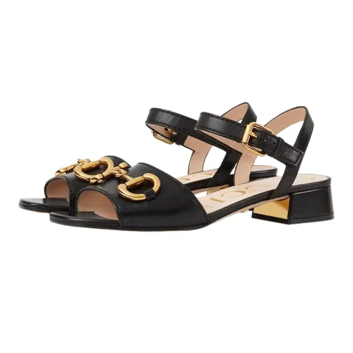 Dép - Dép Cao Gót Nữ Gucci Women's Sandal With Horsebit Màu Đen Size 35 - Vua Hàng Hiệu