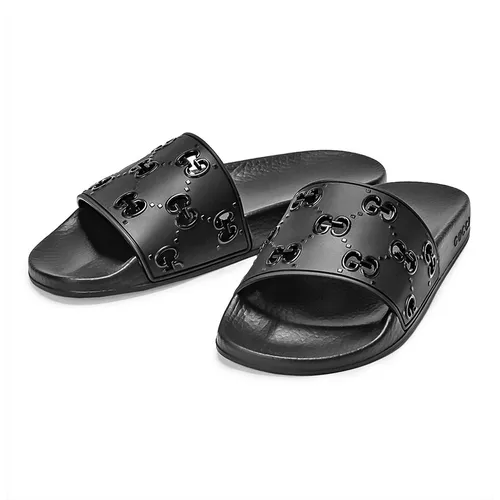 Dép Gucci Cao su - Dép Gucci GG WMNS Rubber Slide Sandal 573922-JDR00-1000 Màu Đen Size 35 - Vua Hàng Hiệu