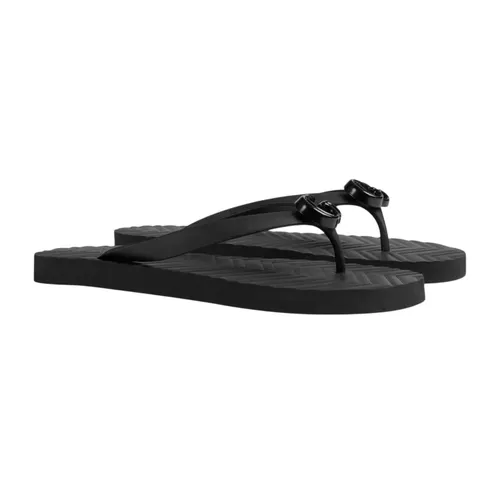 Dép Cao su - Dép Nam Gucci GG Chevron Thong Sandal 659229 J8710 1000 Màu Đen Size 8 - Vua Hàng Hiệu