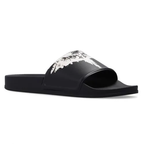 Marcelo Burlon - Dép Nam Marcelo Burlon Black Rubber Slides With Logo CMIC001F21 PLA001-1004 Màu Đen Size 42 - Vua Hàng Hiệu