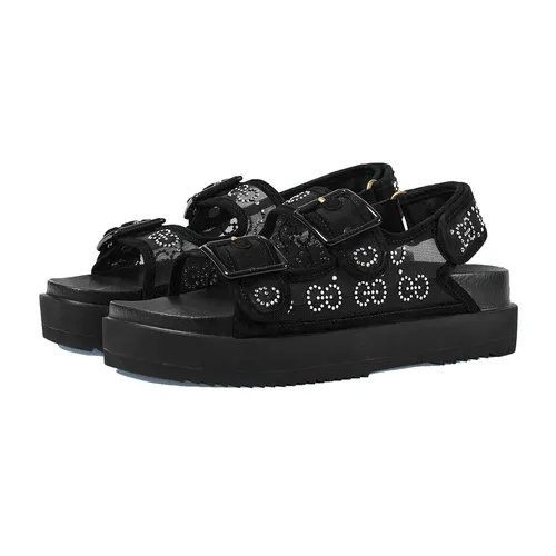 Dép Gucci - Dép Nữ Gucci GG Sandal With Crystals Black 701158-F13A0-1000 Màu Đen Size 35 - Vua Hàng Hiệu