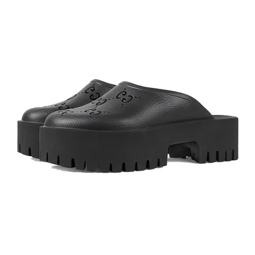 Dép Gucci Cao su - Dép Nữ Gucci Platform Perforated G Black 663577-JJB00-1000 Màu Đen Size 35 - Vua Hàng Hiệu