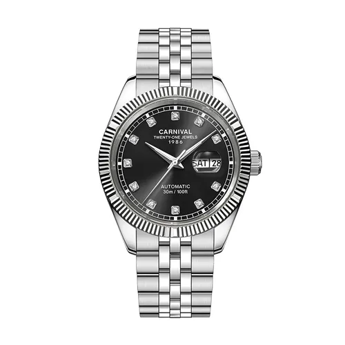 Đồng hồ - Đồng Hồ Nam Carnival Automatic Watch 8131G-VT-D (8131G) Màu Bạc Đen - Vua Hàng Hiệu