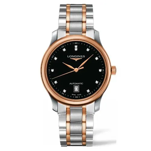 Đồng hồ - Đồng Hồ Nam Longines Automatic L2.628.5.59.7 Master Collection Diamond 18K Rosegold Màu Bạc Đen - Vua Hàng Hiệu