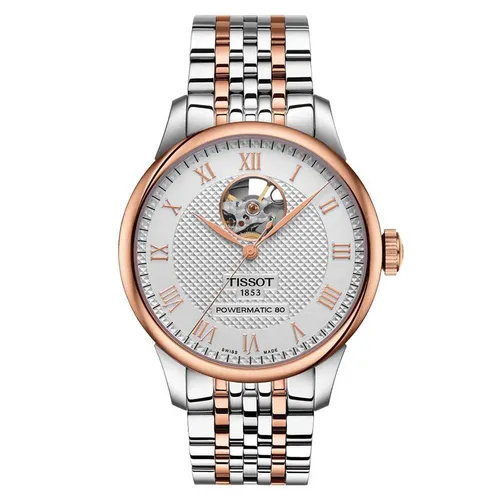 Đồng hồ Tissot Nam - Đồng Hồ Nam Tissot Le Locle Powermatic 80 Open Heart T006.407.22.033.02 Màu Demi (Vàng Hồng - Bạc) - Vua Hàng Hiệu