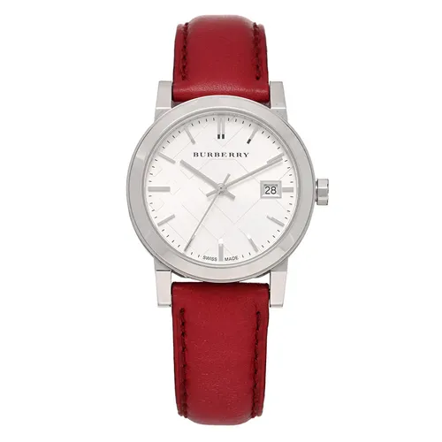 Đồng Hồ Nữ Burberry White Silver Dial Red Leather Ladies Watch BU9129 Màu Đỏ Bạc