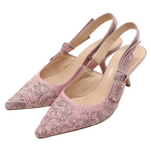 Giày - Giày Cao Gót Nữ Dior Pink/Grey Floral Jacquard J'Adior Slingback Pumps Màu Hồng Size 36.5 - Vua Hàng Hiệu