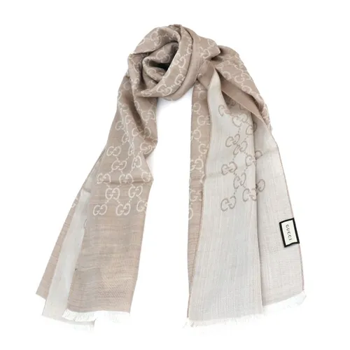 Khăn Quàng Cổ Gucci Wool Silk Scarf 165903 3G646 9500 Màu Be