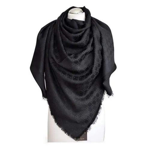 Thời trang Nữ Đen - Khăn Quàng Cổ Nữ Gucci Logo GG Square 140x140cm Scarf Màu Đen - Vua Hàng Hiệu