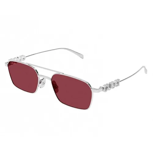 Kính mắt Gucci Nữ - Kính Mát Nữ Gucci GG1804S 004 Silver Red Sunglasses Màu Bạc Đỏ - Vua Hàng Hiệu