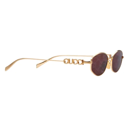 Kính Mát Nữ Gucci GG1802S Oval Frame Sunglasses Gold Red Màu Vàng Đỏ - Kính mắt - Vua Hàng Hiệu