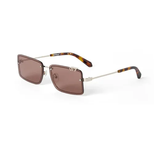 Off-White - Kính Mát Off-White Tampa OERI13NF24MET0017664 GOLD Brown Màu Nâu - Vua Hàng Hiệu