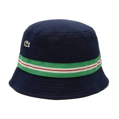 Mũ nón Mũ tròn - Mũ Lacoste Organic Cotton Stripe Band Bucket Hat RK6864 166 Màu Xanh Navy - Vua Hàng Hiệu