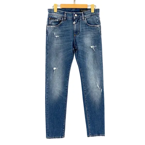 Thời trang - Quần Jean Nam Dolce & Gabbana D&G Wash Rách 2 Đùi Slim GY07CD G8HA9 Màu Xanh Size 44 - Vua Hàng Hiệu