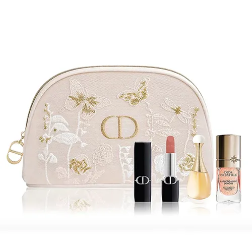 Dior - Set Dior Mini 4 Món (Son Dior Mini 720 Satin + Serum Dior Prestige 5ml + Nước Hoa J'adore EDP 5ml +Túi) - Vua Hàng Hiệu