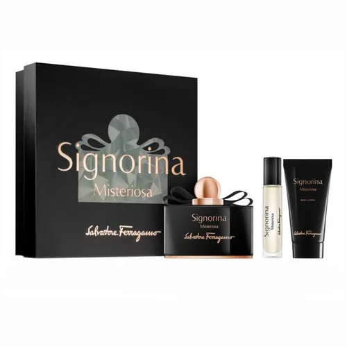 Nước hoa - Set Nước Hoa Nữ Salvatore Ferragamo Signorina Misteriosa EDP (100ml + Mini 10ml + Lotion 50ml) - Vua Hàng Hiệu