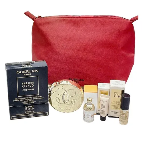 Trang điểm Bộ sản phẩm - Set Trang Điểm Và Nước Hoa Guerlain Parure Gold Cushion SPF 40 PA+++ Tone 00N (5 Món) - Vua Hàng Hiệu