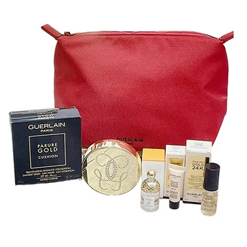 Trang điểm Guerlain - Set Trang Điểm Và Nước Hoa Guerlain Parure Gold Cushion SPF 40 PA+++ Tone 01N (5 Món) - Vua Hàng Hiệu