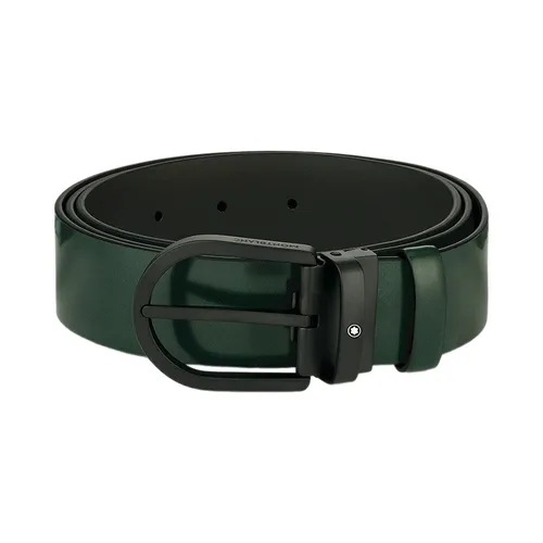 Thắt lưng Nam Xanh - Thắt Lưng Nam Montblanc Horseshoe Buckle Green 35mm Leather Belt MB129428 Màu Xanh Size 120 - Vua Hàng Hiệu
