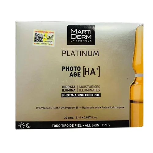 Martiderm - Tinh Chất Ampoules 15% Vitamin C Nguyên Chất Hỗ Trợ Trẻ Hóa Da Martiderm Platinum Photo Age HA+ (30 x 2ml) - Vua Hàng Hiệu