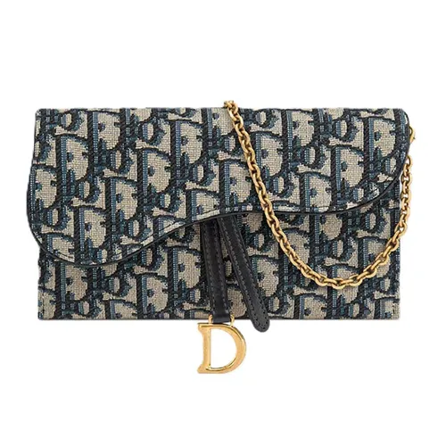 Túi xách Dior - Túi Cầm Tay Dior Small Saddle Pouch Chain S5614CTZQ-M928 Màu Xanh - Vua Hàng Hiệu