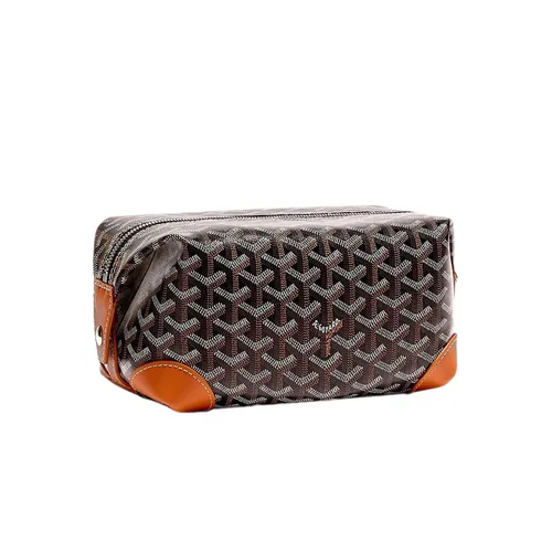 Goyard - Túi Cầm Tay Goyard Bowling 25 Toilet Bag Black/Tan Màu Đen Cam - Vua Hàng Hiệu