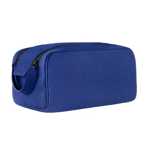 Túi xách Louis Vuitton Túi cầm tay - Túi Cầm Tay Nam Louis Vuitton LV Dopp Kit Da Taurillon Màu Xanh Blue - Vua Hàng Hiệu
