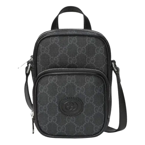 Túi xách Gucci Nam - Túi Đeo Chéo Nam Gucci Interlocking Mini 67295292TCN1000 Màu Xám Đen - Vua Hàng Hiệu