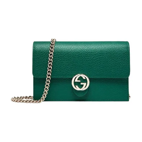 Túi Đeo Chéo Nữ Gucci GC Woc Interlocking Crossbody Bag Green Màu Xanh Lá