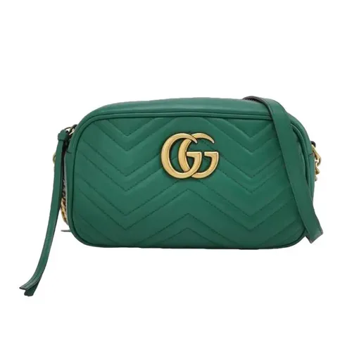 Túi Đeo Chéo Nữ Gucci GG Marmont Leather Crossbody Bag Màu Xanh Lá