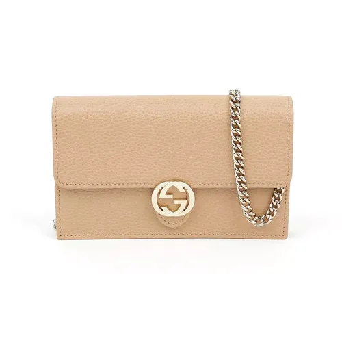 Túi Đeo Chéo Nữ Gucci Interlocking Chain Wallet Crossbody Bag Màu Be - Túi xách - Vua Hàng Hiệu