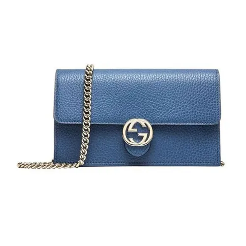 Túi xách Xanh coban - Túi Đeo Chéo Nữ Gucci Interlocking Leather Chain Crossbody Bag 510314-CAO0G-4231 Màu Xanh Coban - Vua Hàng Hiệu