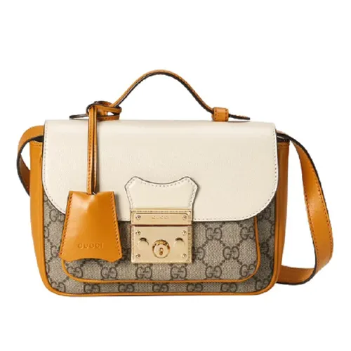 Túi Đeo Chéo Nữ Gucci Padlock Mini GG Supreme Burnt Orange Leather Phối Màu
