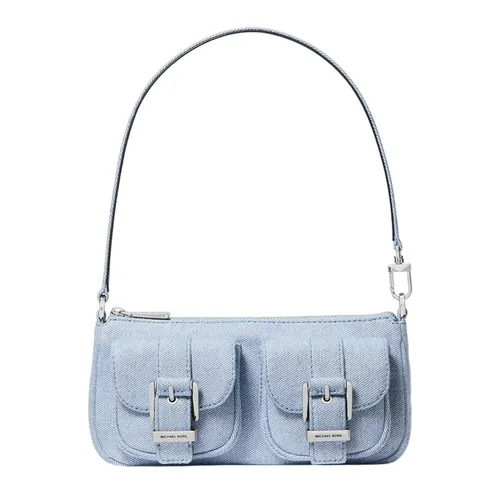 Michael Kors - Túi Đeo Vai Nữ Michael Kors MK Zoe Small Washed Denim Pochette 32S5SZCU5C422 Màu Xanh - Vua Hàng Hiệu
