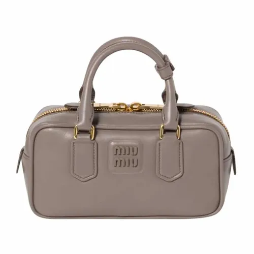 Túi xách - Túi Đeo Vai Nữ Miu Miu Grey Leather Shoulder Bag Màu Xám - Vua Hàng Hiệu