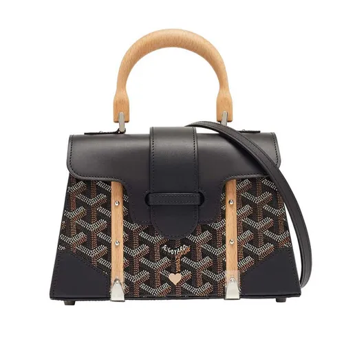 Goyard - Túi Xách Tay Nữ Goyard Black Leather Limited Edition Customized Heart Mini Saigon Màu Đen - Vua Hàng Hiệu